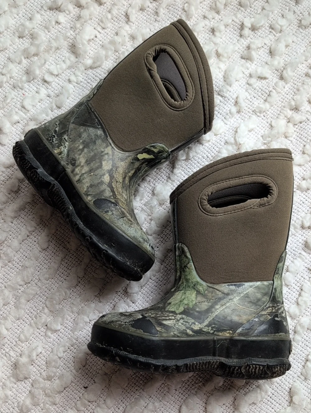 Bogs Boys Girls Camo Hunting Winter Snow Neoprene Rain Boots Insulated Size 8
